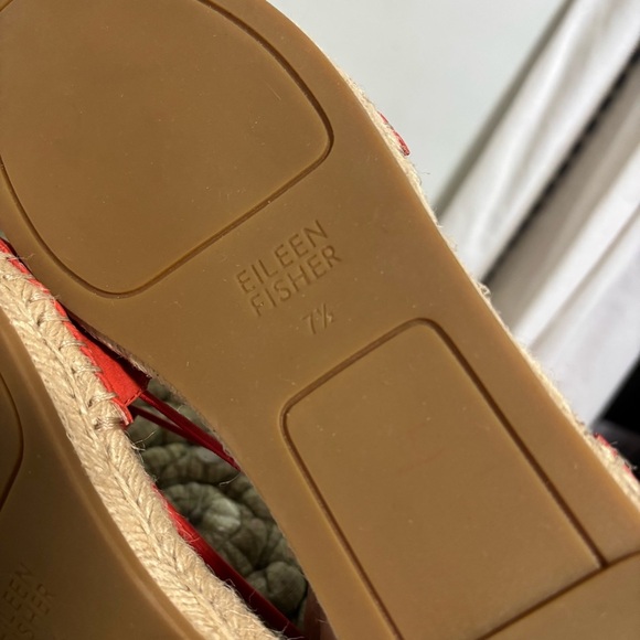 Eileen Fisher Lee Tangelo Orange Tumbled Nubuck D’Orsay Espadrille Flats NWOB - Picture 12 of 13
